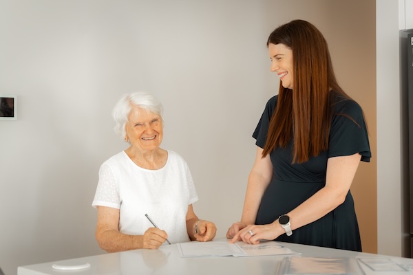 lady having a conversation with older lady